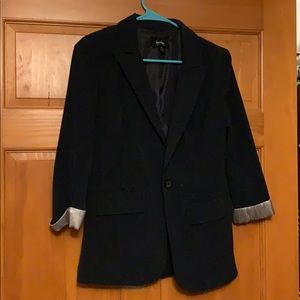 Navy blue dress over coat